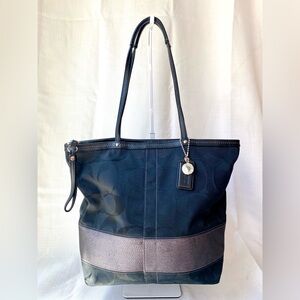 Coach F0871-12978 Tote Bag with Silver Metallic Accents Shoulder Bag Purse 2008